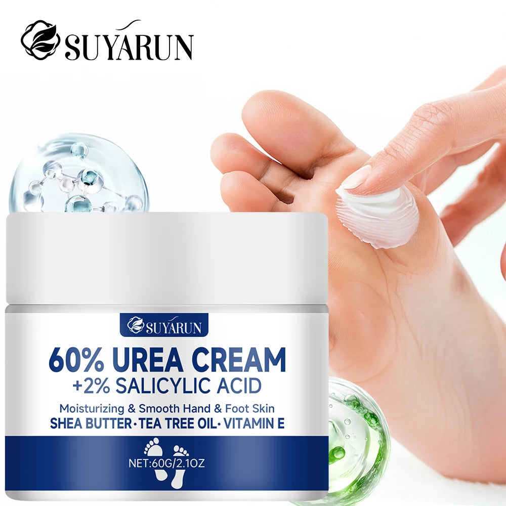 SUYARUN 60% Urea Foot Cream for Cracked Heels & Dry Skin - Intensive Moisturizing Treatment, Callus Remover, Diabetic Foot Care.